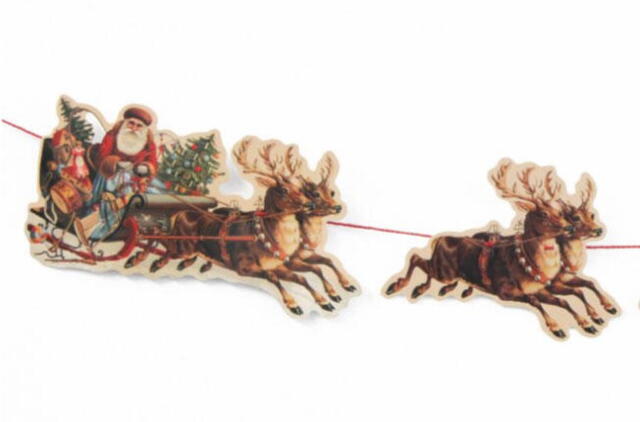 Guirlande med julemand og rensdyr