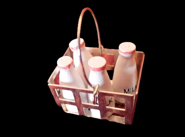 Kurv med mælkeflasker